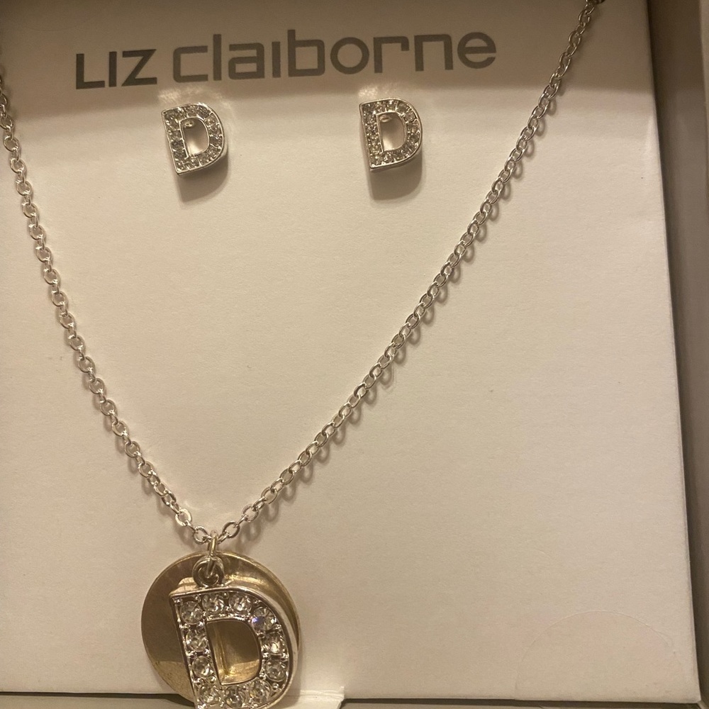 Letter D earring and necklace